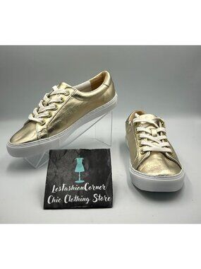 NWOB Lilly Pulitzer Women's Nappa Gold Leather Lux Hallie Sneaker Size 8 3319